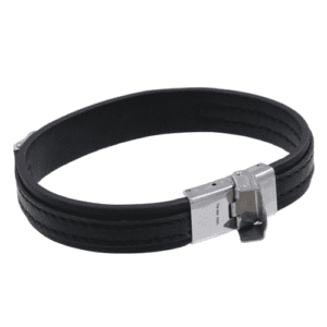 C8 Black Leather Bracelet
