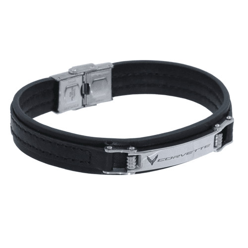 C8 Corvette Black Leather Bracelet
