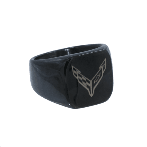 C8 Corvette black stainless ring