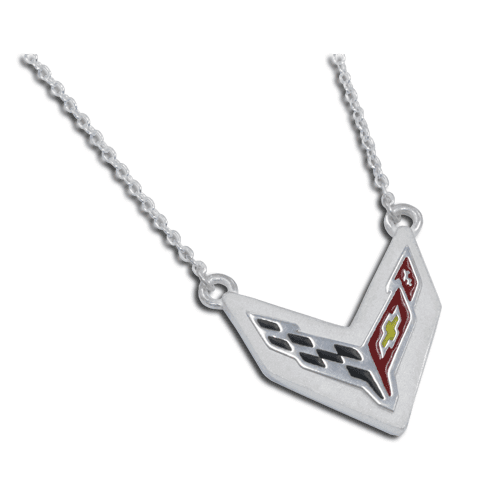 Silver C8 Corvette Necklace