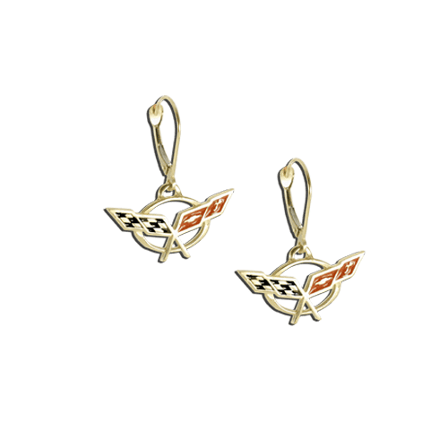 Gold C5 Leverback Earrings