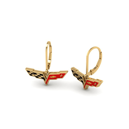 Gold C6 Corvette Earrings