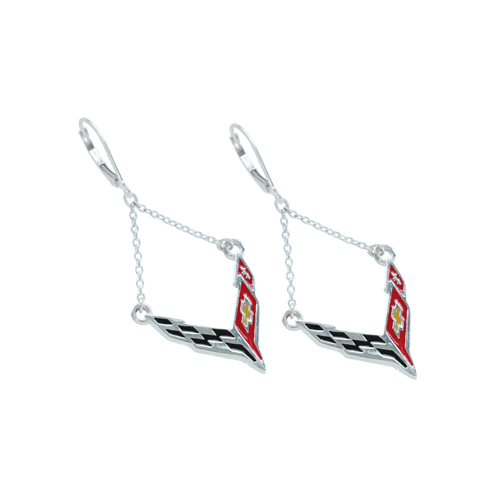 Sterling C8 Corvette Leverback Earrings