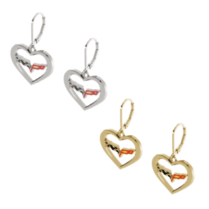 C6 Corvette heart earrings
