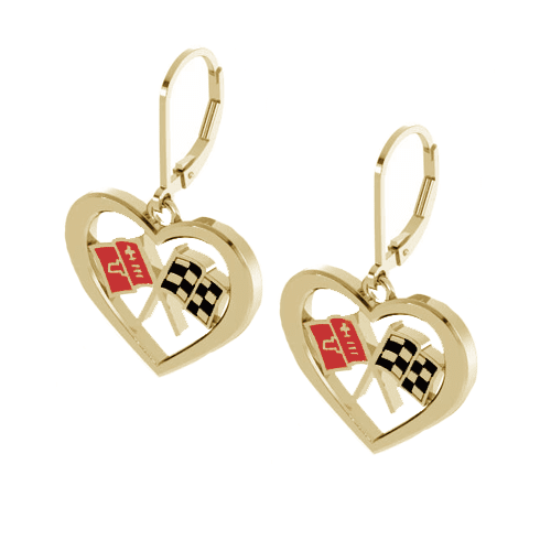 Gold C2 Corvette Heart Earrings