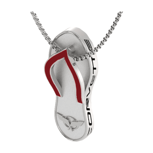 sterling red C5 Corvette flip flop pendant