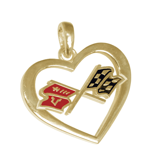 Gold C3 Corvette Heart Pendant