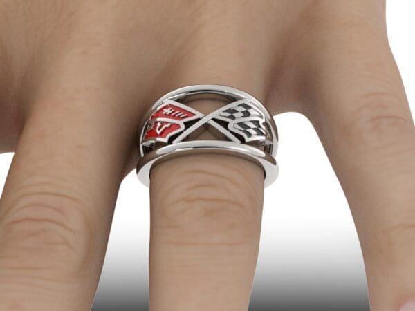 Ladies C3 Corvette Ring on Finger