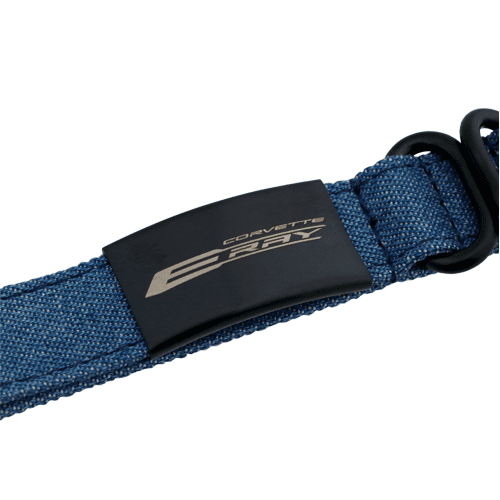 Closeup of denim bracelet