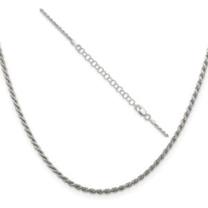 Sterling silver diamond cut rope with 2" extension