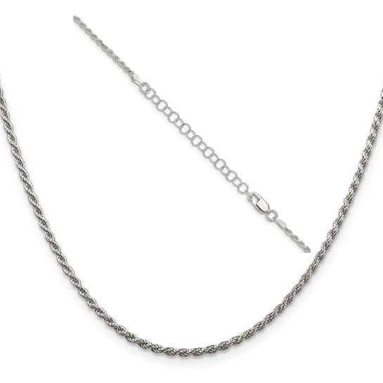 Sterling silver diamond cut rope with 2" extension Sterling silver diamond cut rope with 2" extension