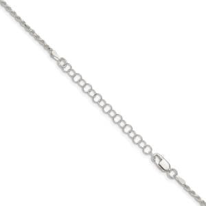 Sterling silver diamond cut rope with 2" extension