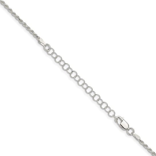 Sterling silver diamond cut rope with 2" extension