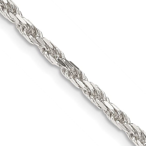 Sterling silver diamond cut rope chain